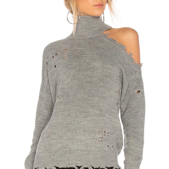 Lovers & Friends Arlington Distressed Oversized Gray Turtleneck XS up to M - Picture 1 of 8